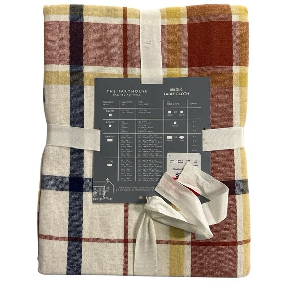 Rachel Ashwell The Farmhouse Tablecloth Multi Plaid Oblong 60x84 Country Cabin - Picture 2 of 8